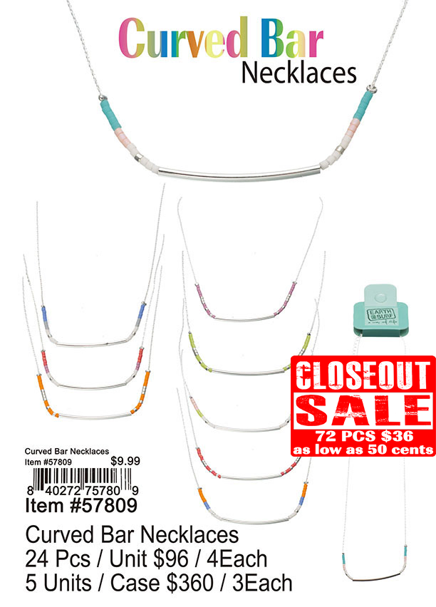 Curved Bar Necklaces - Closeout 72 Pcs.